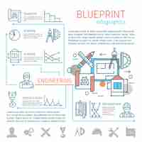 무료 벡터 청사진 및 엔지니어링 선형 인포 그래픽