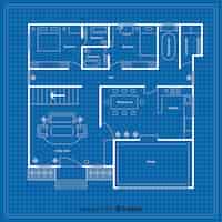 Free vector blueprint of a house with details
