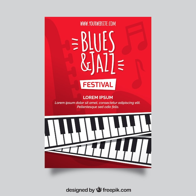 Blues and jazz brochure with piano