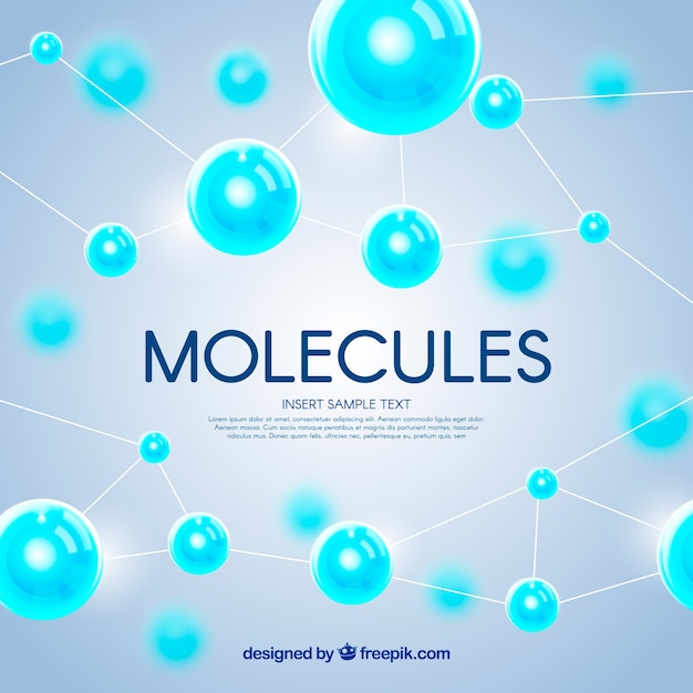 Blurred background of blue molecules