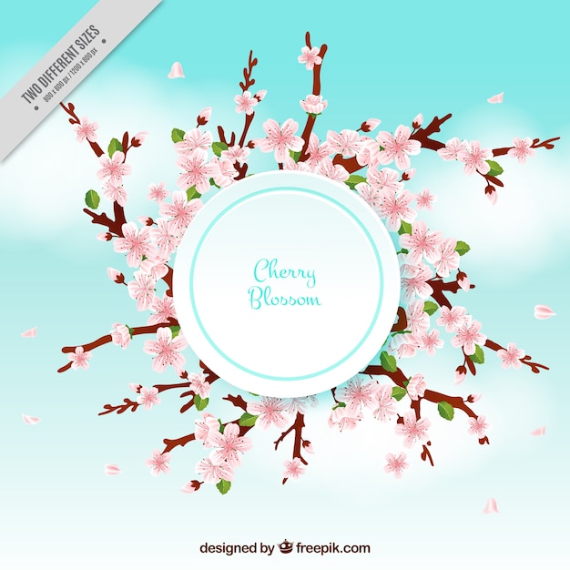 Blurred background with cherry blossoms