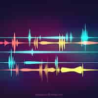 Free vector blurred background with colored sound waves