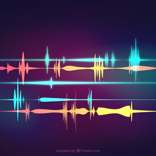 Blurred background with colored sound waves