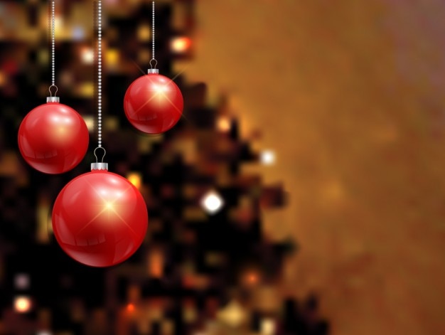 Free vector blurred background with red baubles