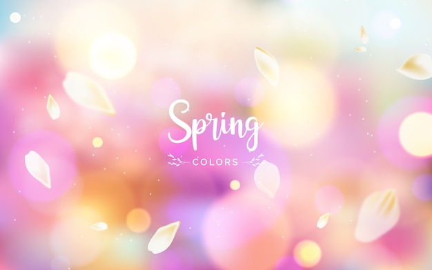 Free vector blurred background with spring colors lettering