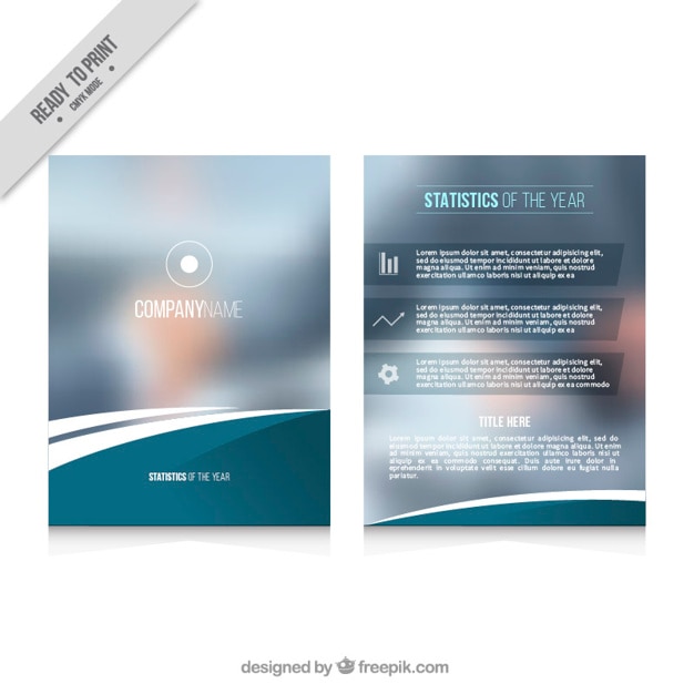 Free vector blurred business brochure with wavy forms