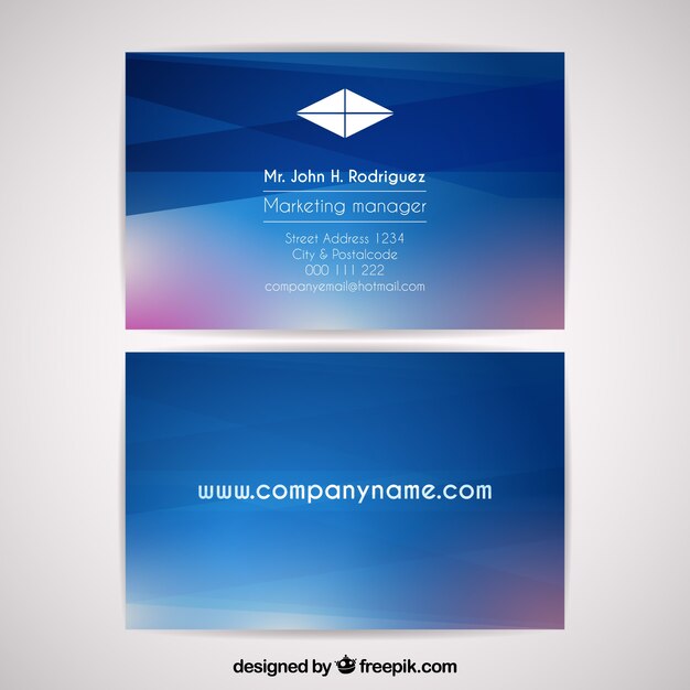 Blurred business card with purple details