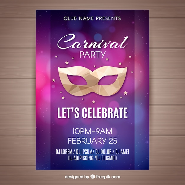 Free vector blurred carnival party flyer/poster