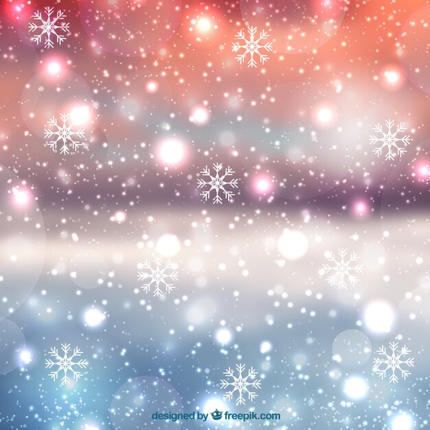 Blurred christmas background with snowflakes