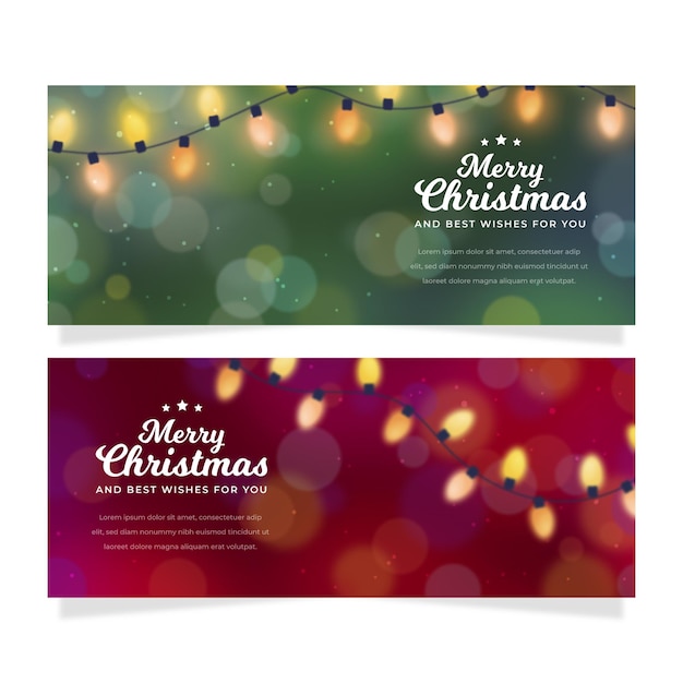 Бесплатное векторное изображение Размытые рождественские баннеры шаблон