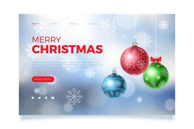 Blurred christmas landing page template