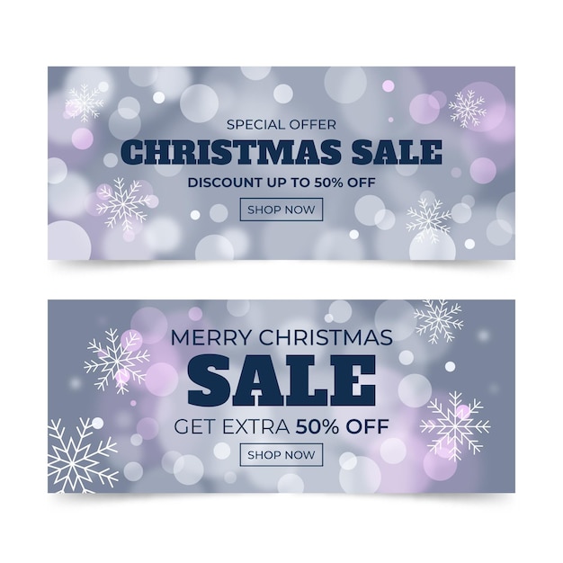 Бесплатное векторное изображение Размытые рождественские продажи баннер шаблон