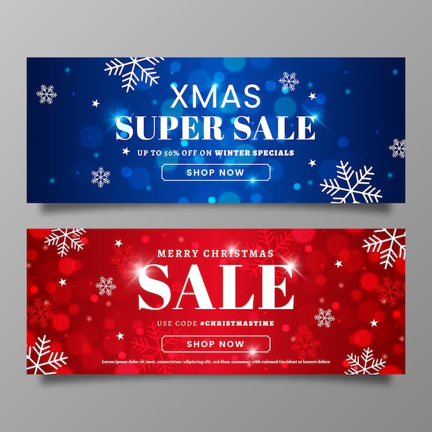 Blurred christmas sale banners template