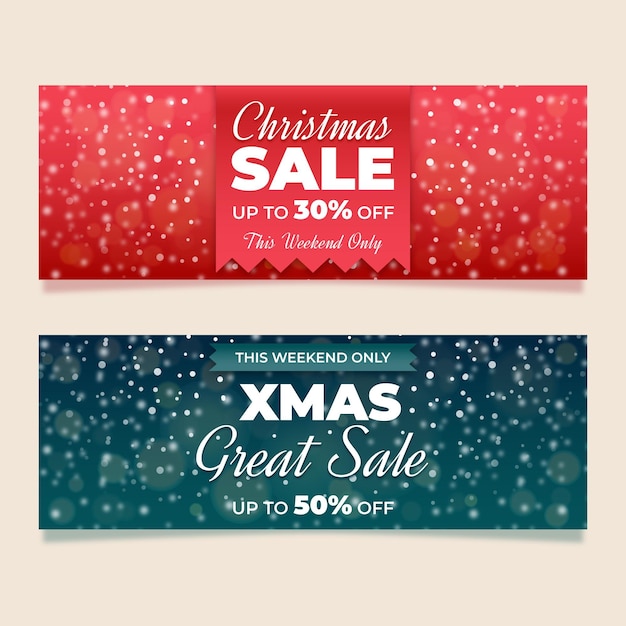 Free vector blurred christmas sale banners template