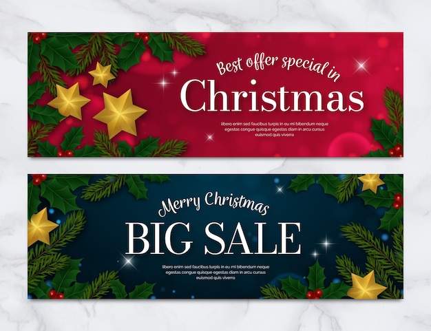 Free vector blurred christmas sale banners