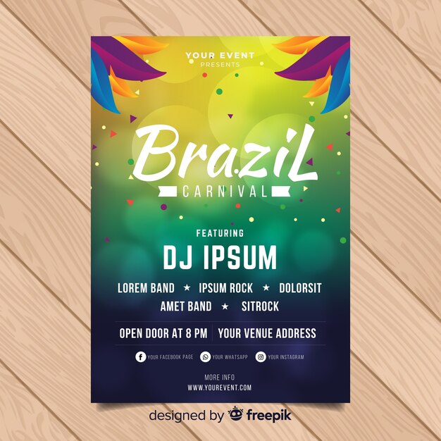 Blurred circles brazilian carnival party poster