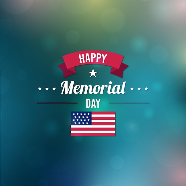 Free vector blurred happy memorial day and flag