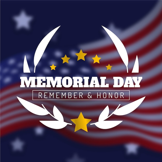 Free vector blurred memorial day with golden stars