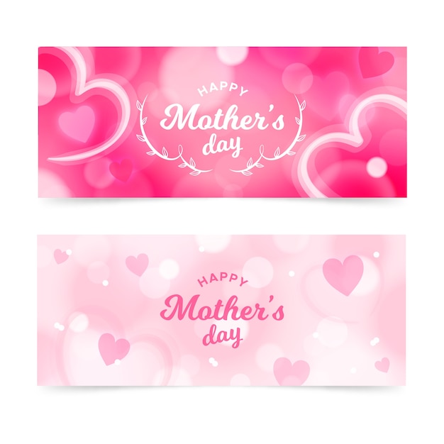 Blurred mother's day banners set