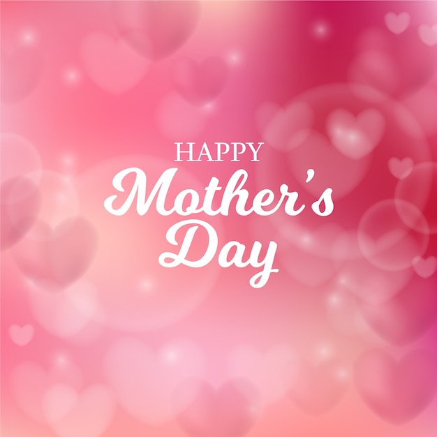 Free vector blurred mothers day with hearts and greeting