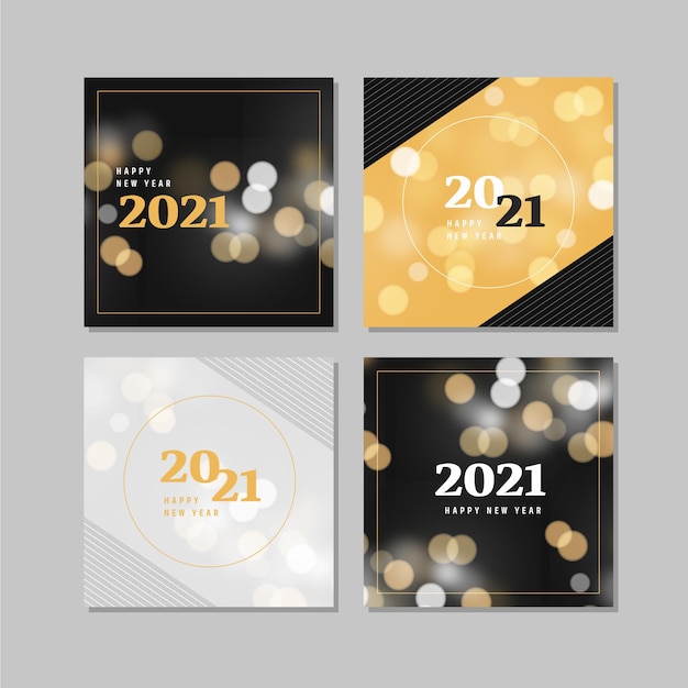 Free vector blurred new year 2021 cards collection