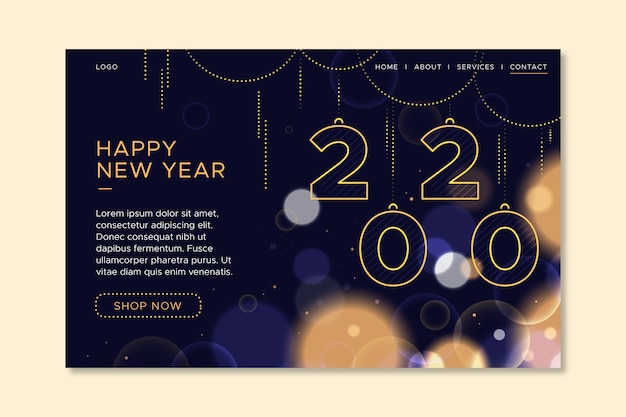 Free vector blurred new year landing page template