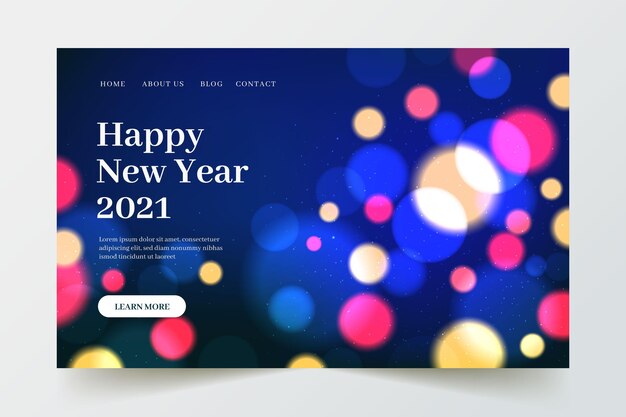 ぼやけた新年のランディングページテンプレート