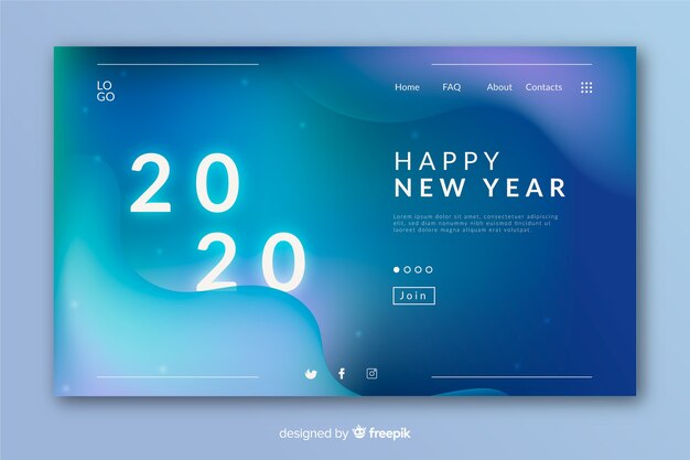 Blurred new year landing page with fluid effect