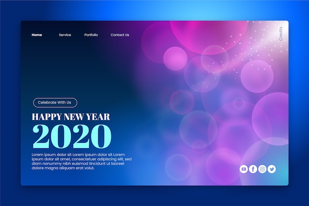 Free vector blurred new year landing page