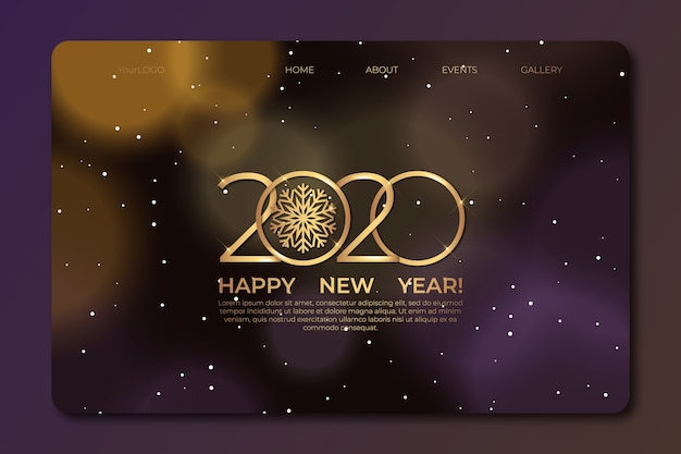Pagina di destinazione del nuovo anno offuscata