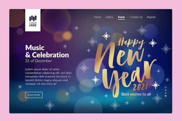 Free vector blurred new year landing page