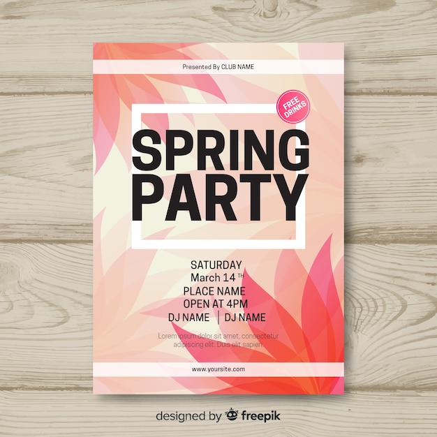 Blurred petals spring party poster