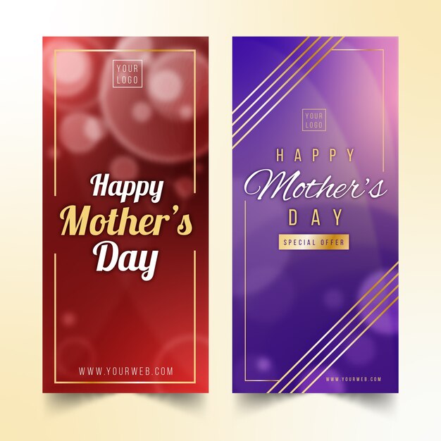 Blurred set of mother's day banners