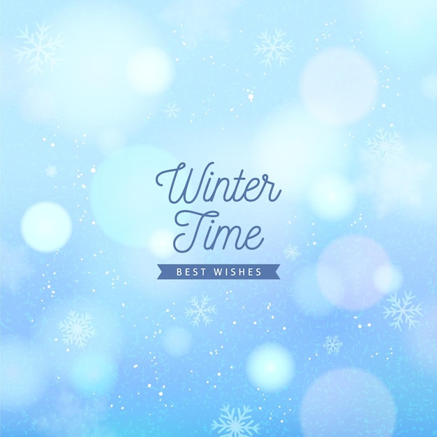 Blurred snowflakes with winter text