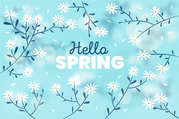 Free Vector blurred spring background with branches and flowers