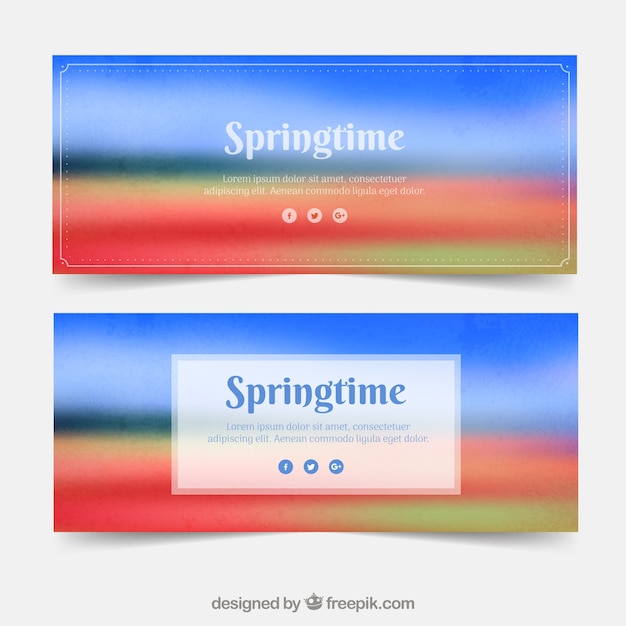 Blurred spring banners