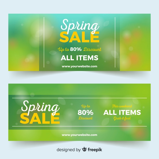 Blurred spring sale banner