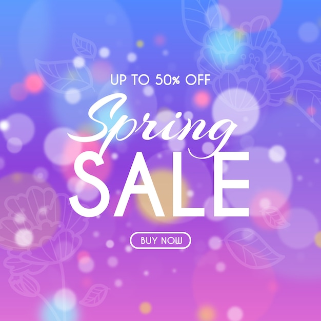 Blurred spring sale squared banner