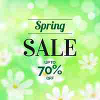 Free vector blurred spring sale with daisies and offer