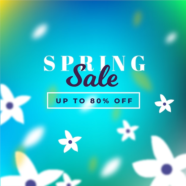 Free vector blurred spring sale with flowers