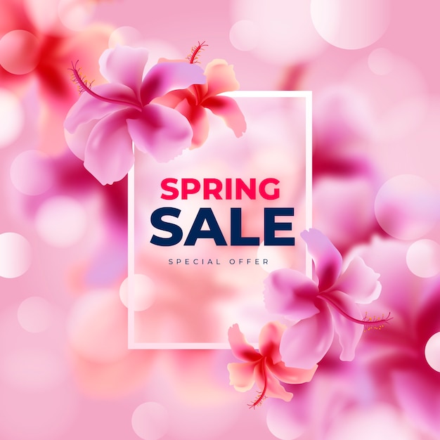 Free vector blurred spring sale with flowers