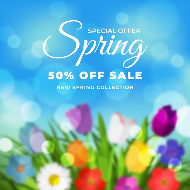 Blurred spring sale with special offer