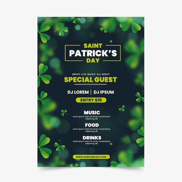 Blurred st patricks day poster template