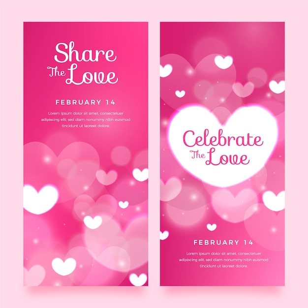 Blurred valentine's day banners collection