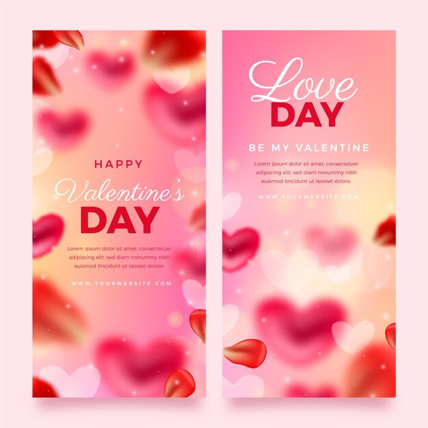 Free vector blurred valentine's day banners pack