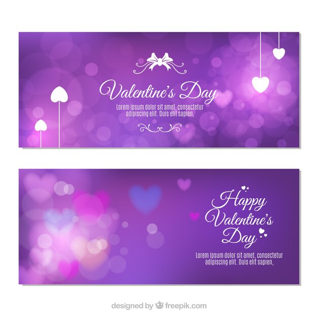 Blurred valentine's day banners