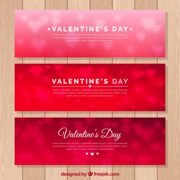 Free vector blurred valentine's day banners