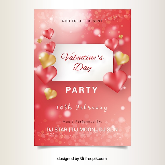 Blurred valentine's day flyer/poster template