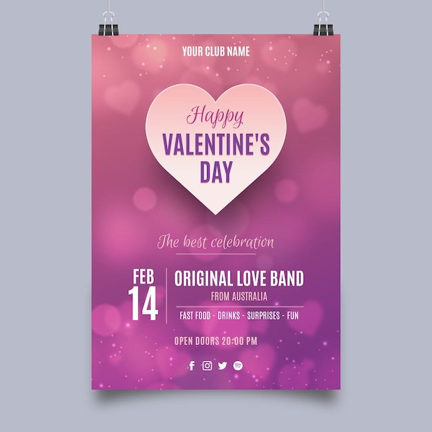 Free vector blurred valentine's day party flyer template