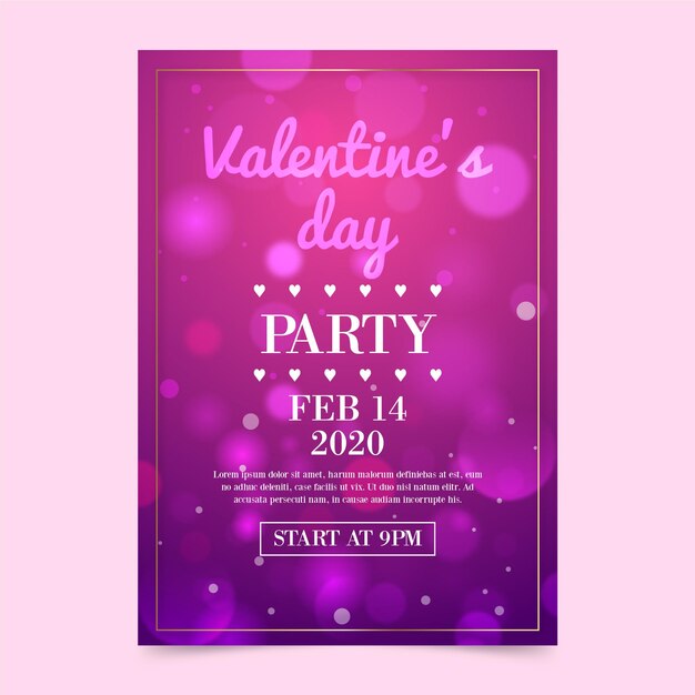 Blurred valentine's day party flyer template